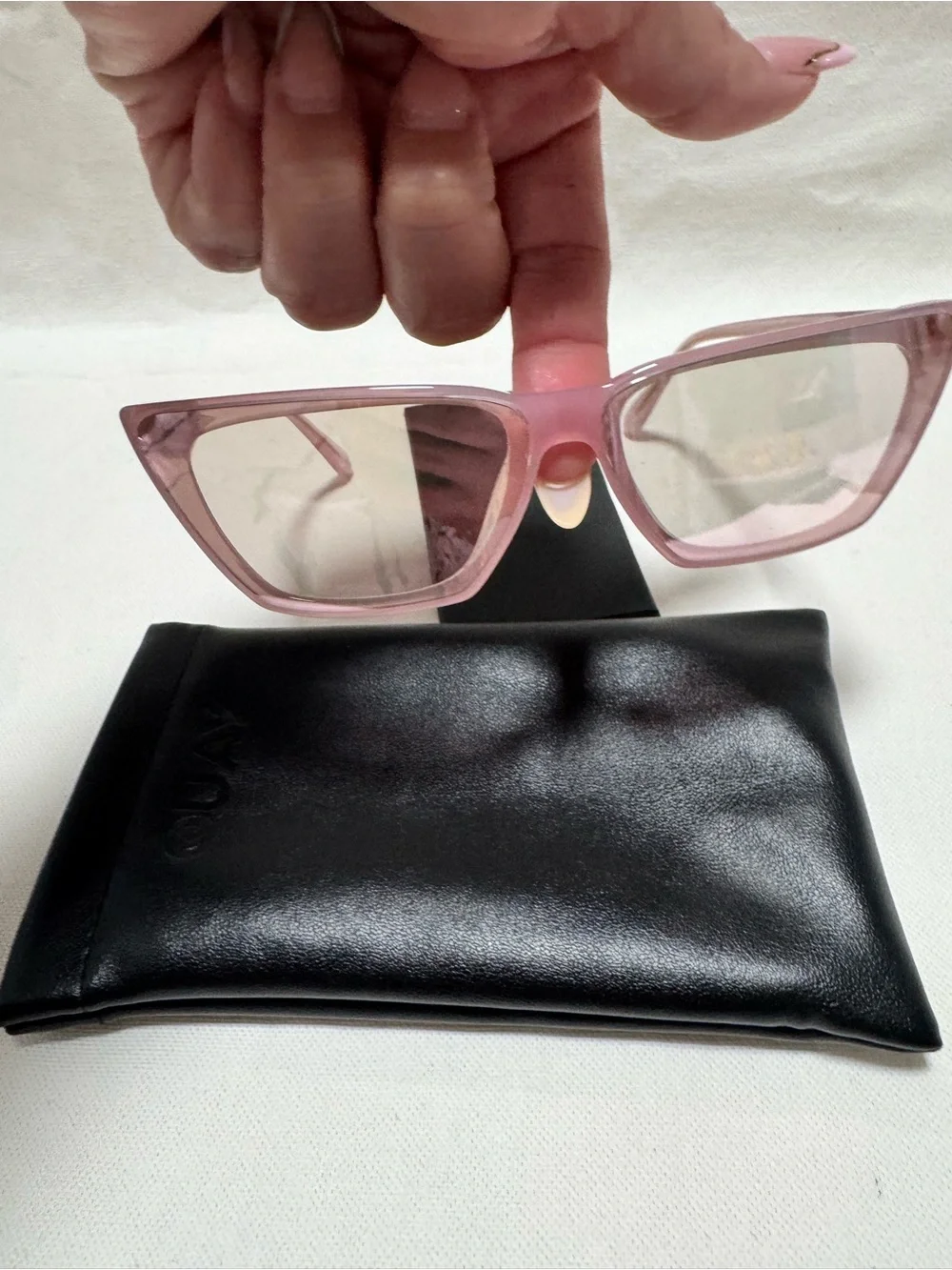Quay Australia Translucent Pink Cat-Eye Sunglasses